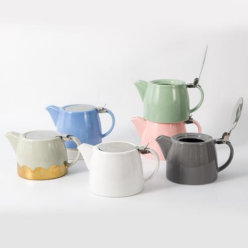 18 盎司陶瓷树桩茶壶与不锈钢可移动输液器和盖子咖啡壶